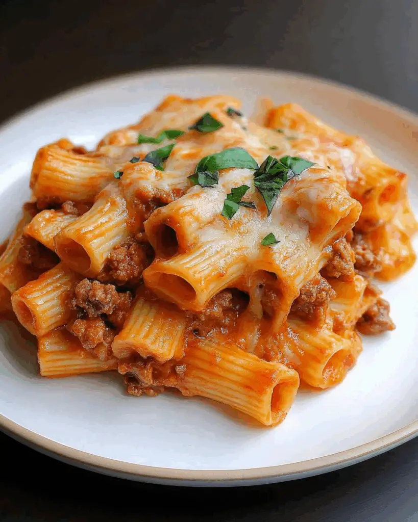 Cheesy Beef Rigatoni Bake
