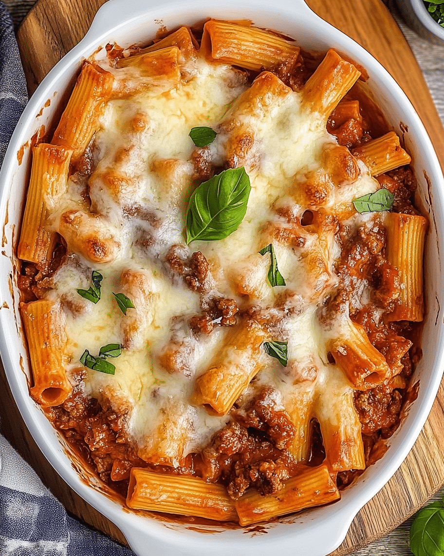Cheesy Beef Rigatoni Bake
