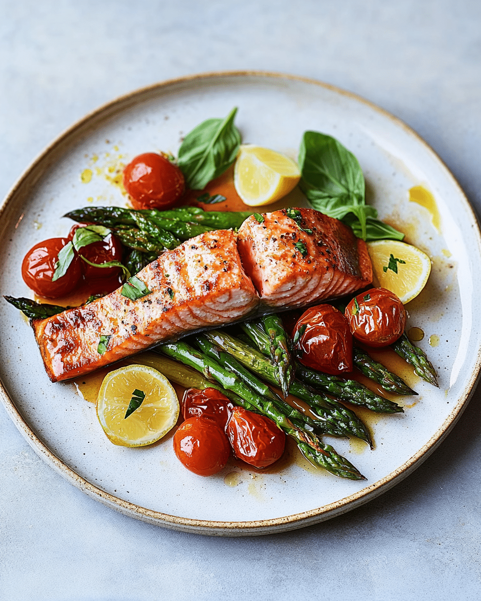 Lemon Garlic Salmon Tray Bake