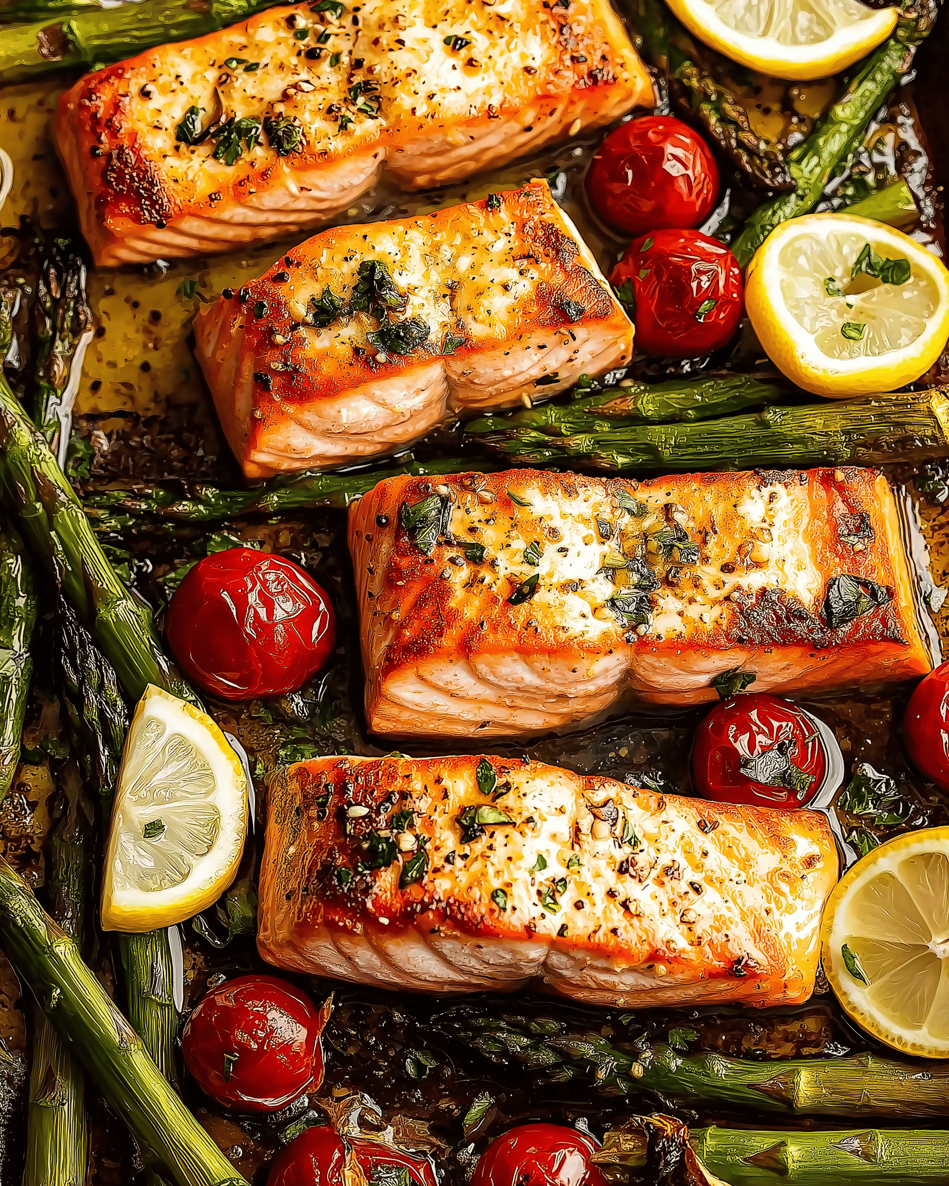 Lemon Garlic Salmon Tray Bake