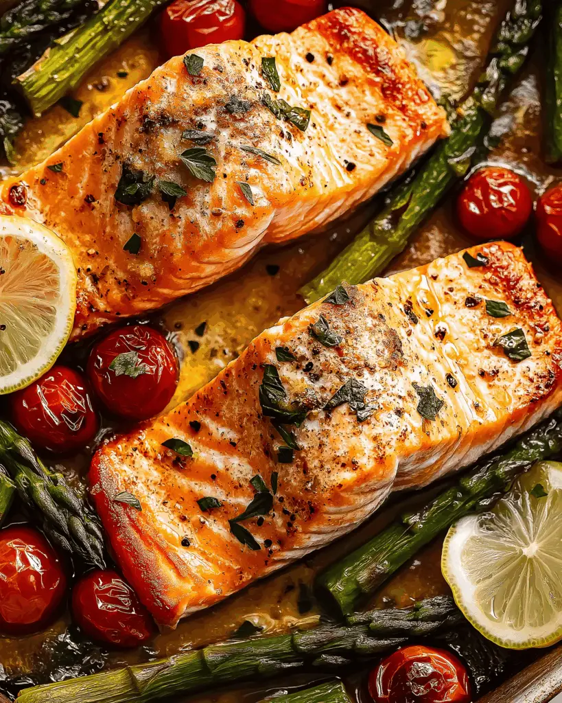 Lemon Garlic Salmon Tray Bake