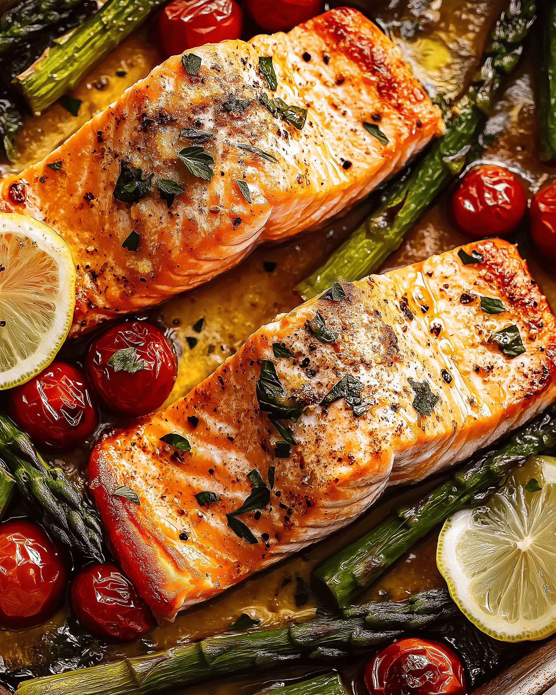 Lemon Garlic Salmon Tray Bake