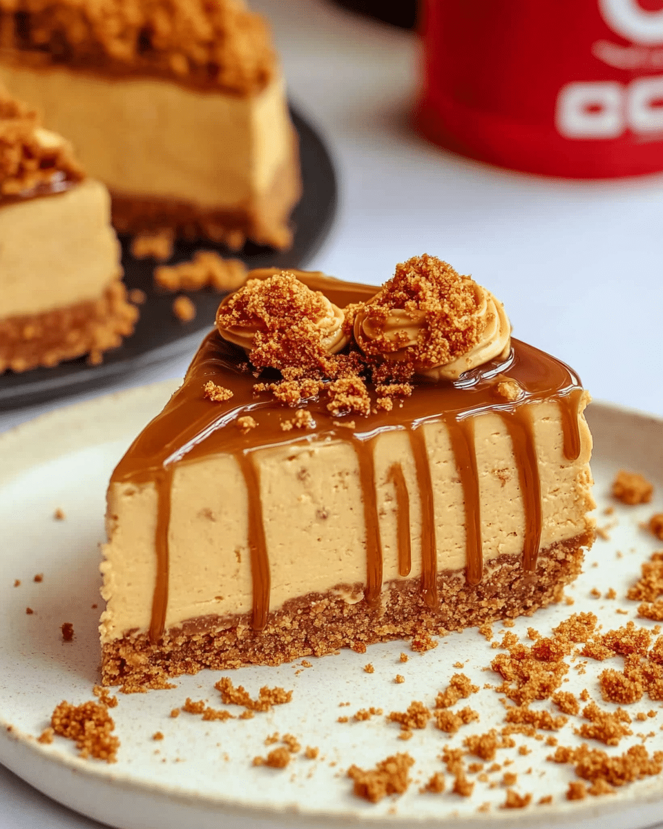 No-Baked Biscoff Caramel Cheesecake
