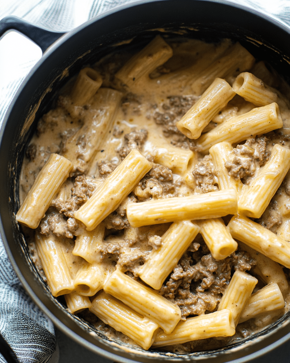 One-Pot Creamy Beef and Garlic Butter Pasta