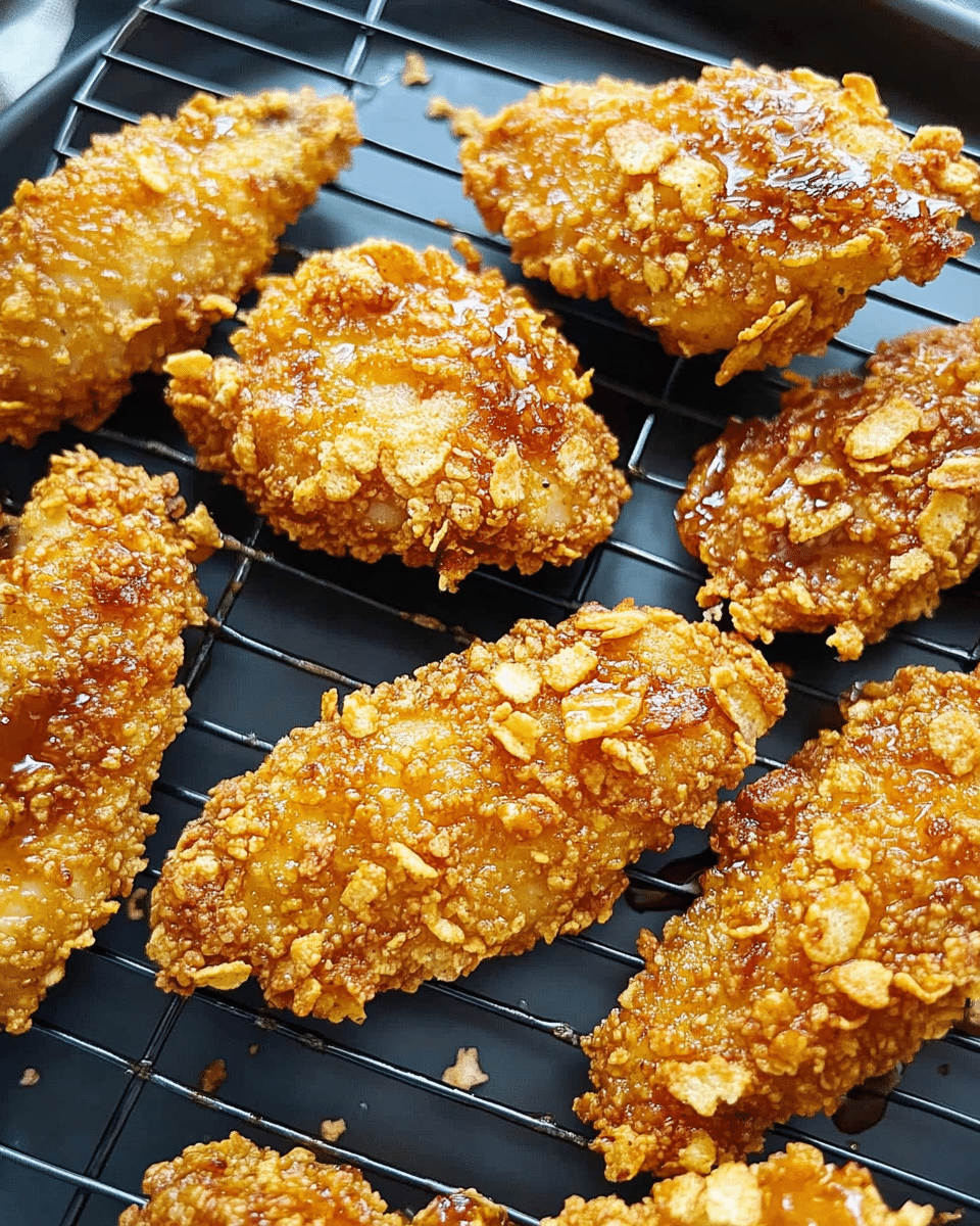 Baked Cornflake Chicken Tenders with Hot Honey