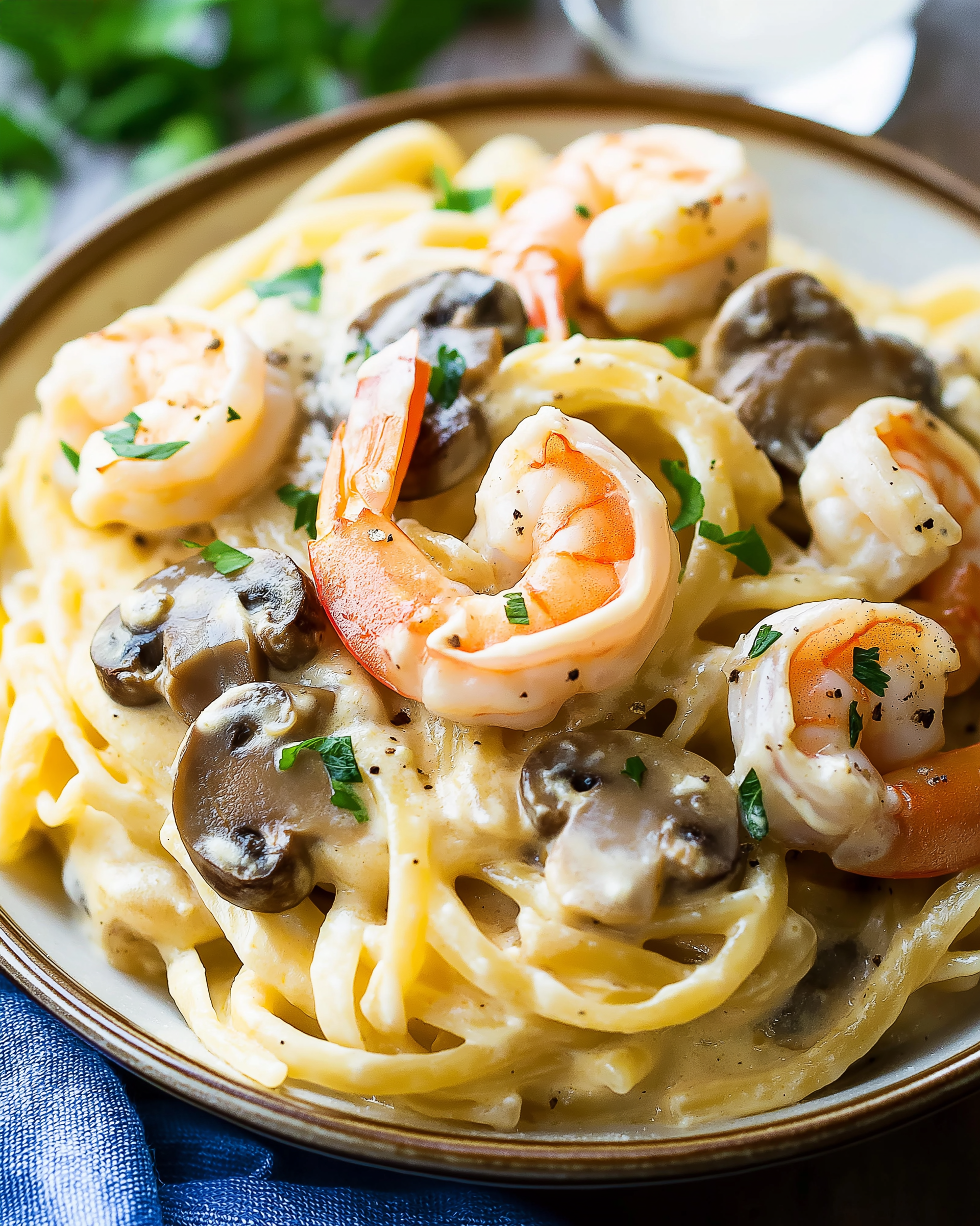 Creamy Shrimp Pasta with Mushrooms