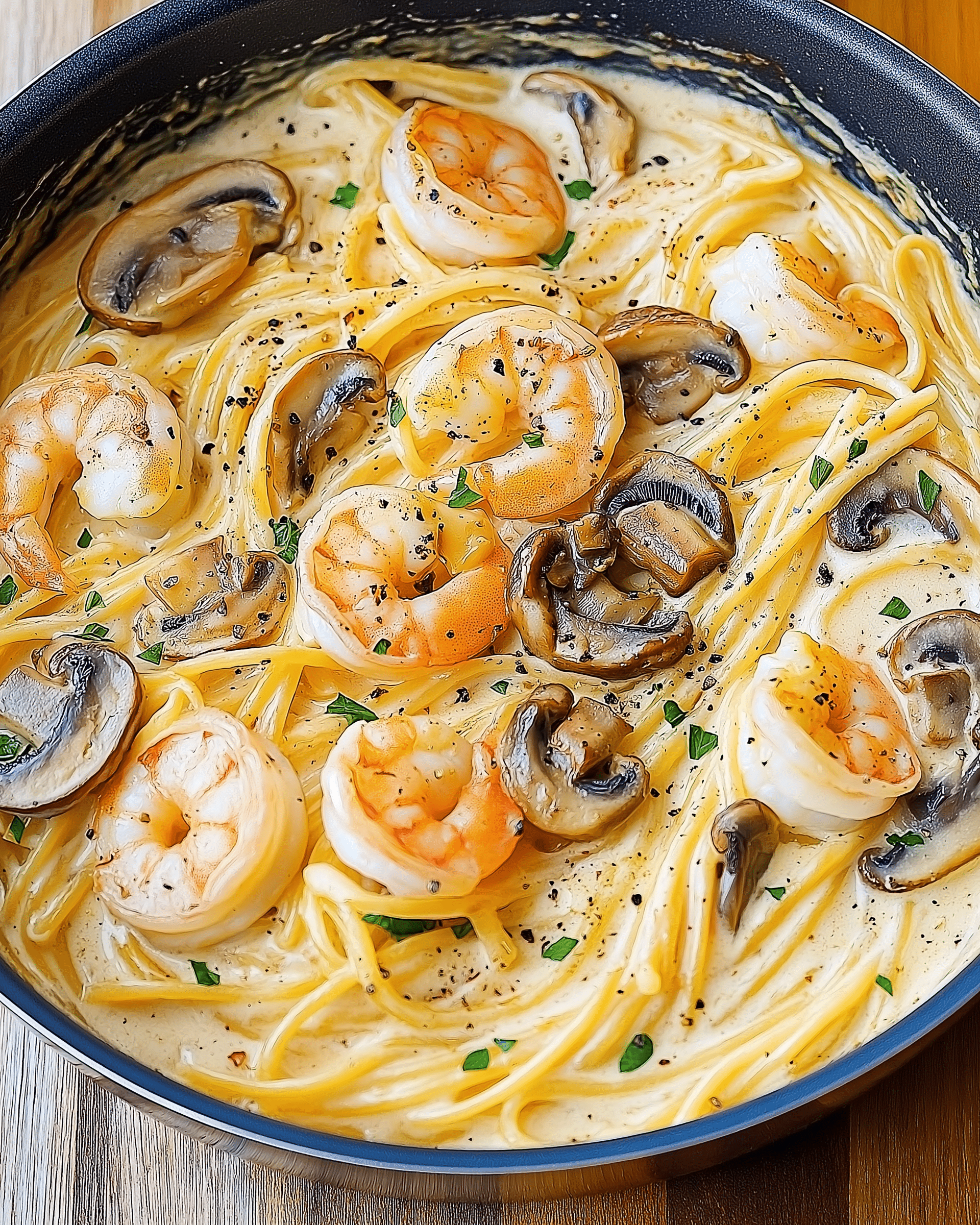 Creamy Shrimp Pasta with Mushrooms