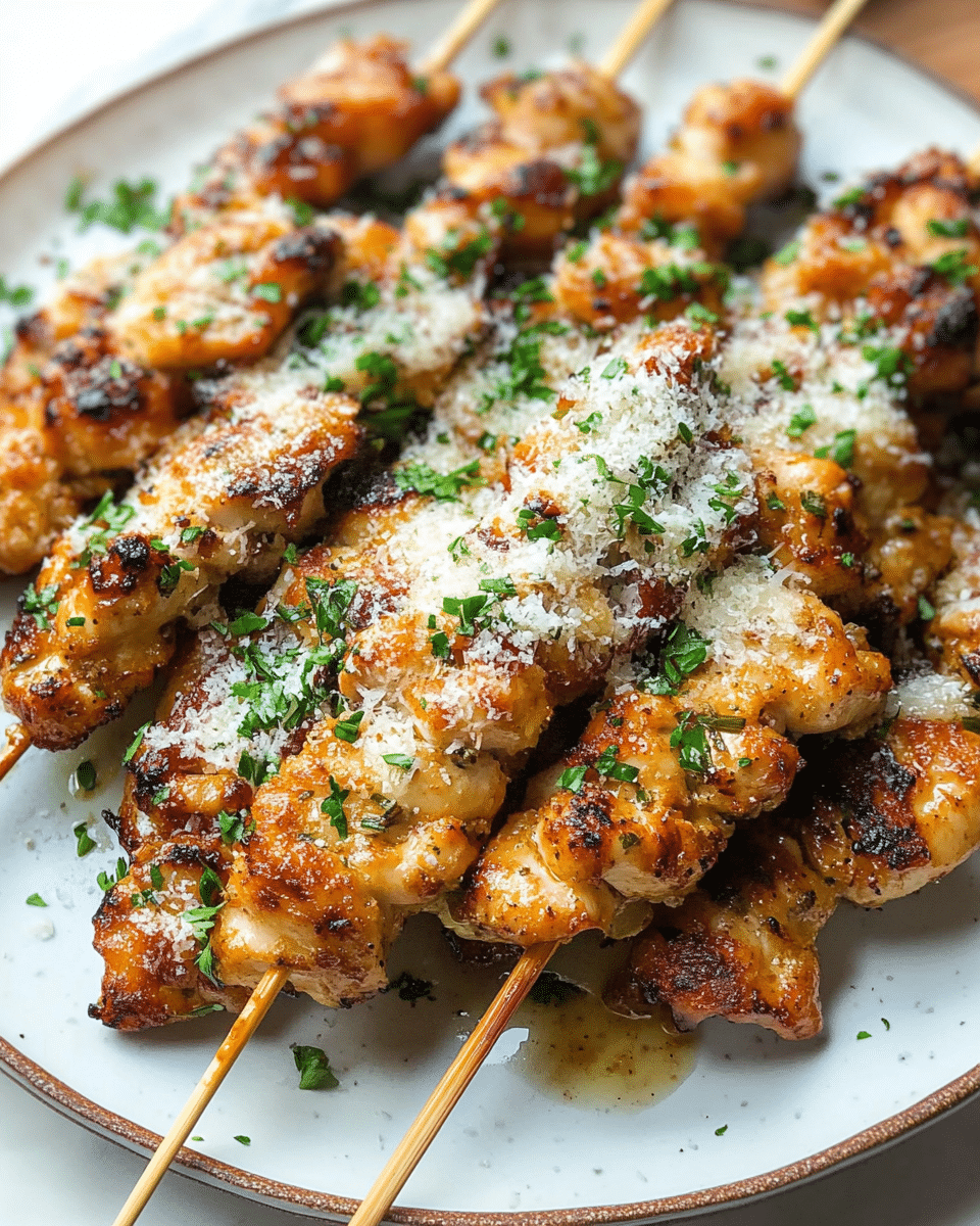 Garlic Parmesan Chicken Skewers