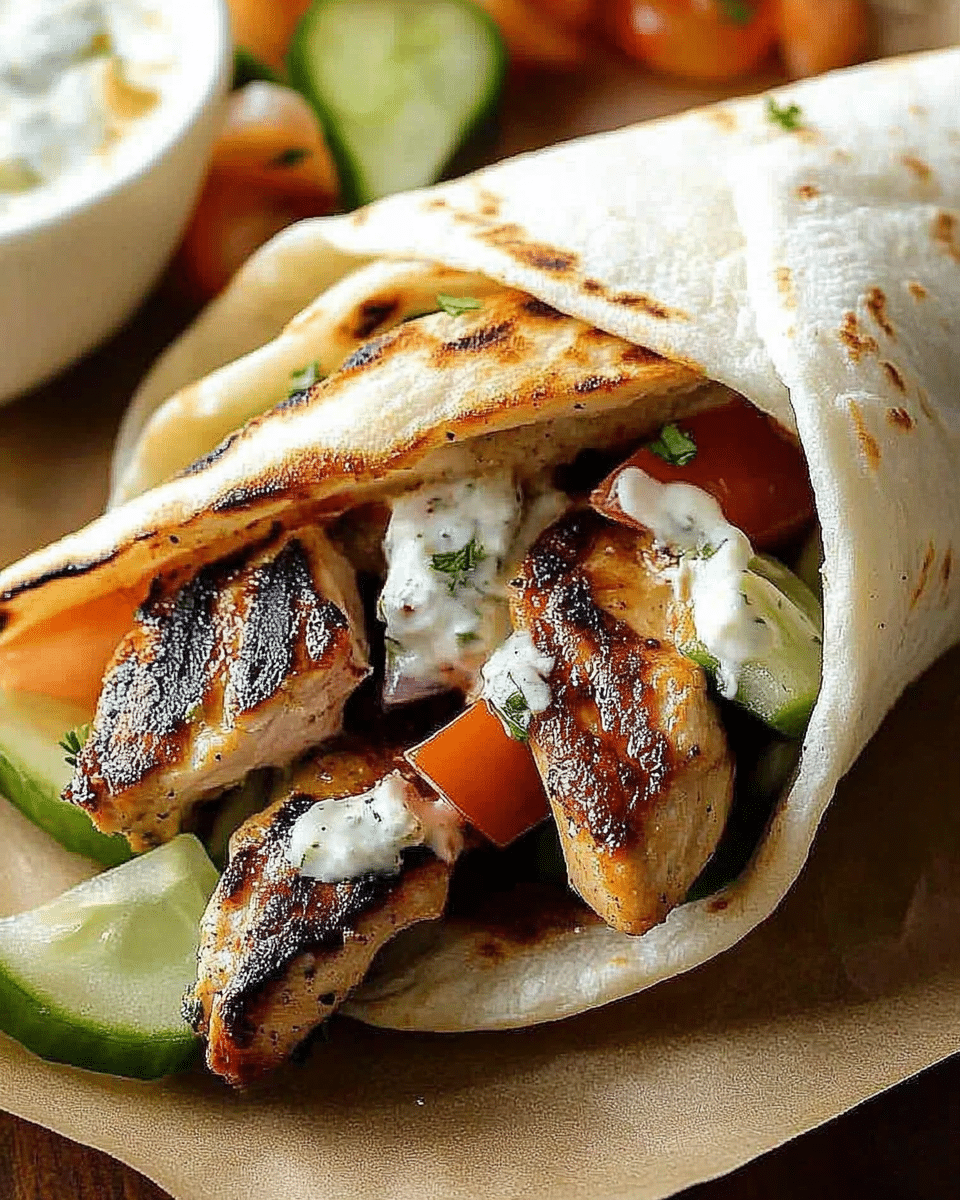 Greek Chicken Gyros with Tzatziki
