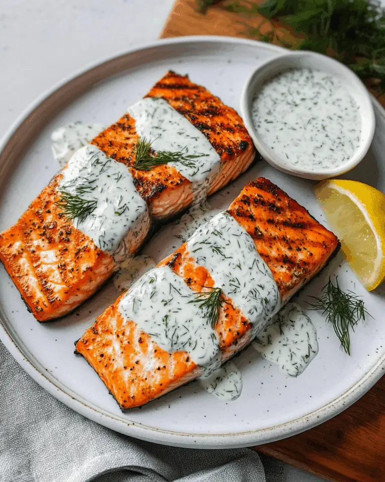 Grilled Salmon with Wasabi-Dill Yogurt Sauce