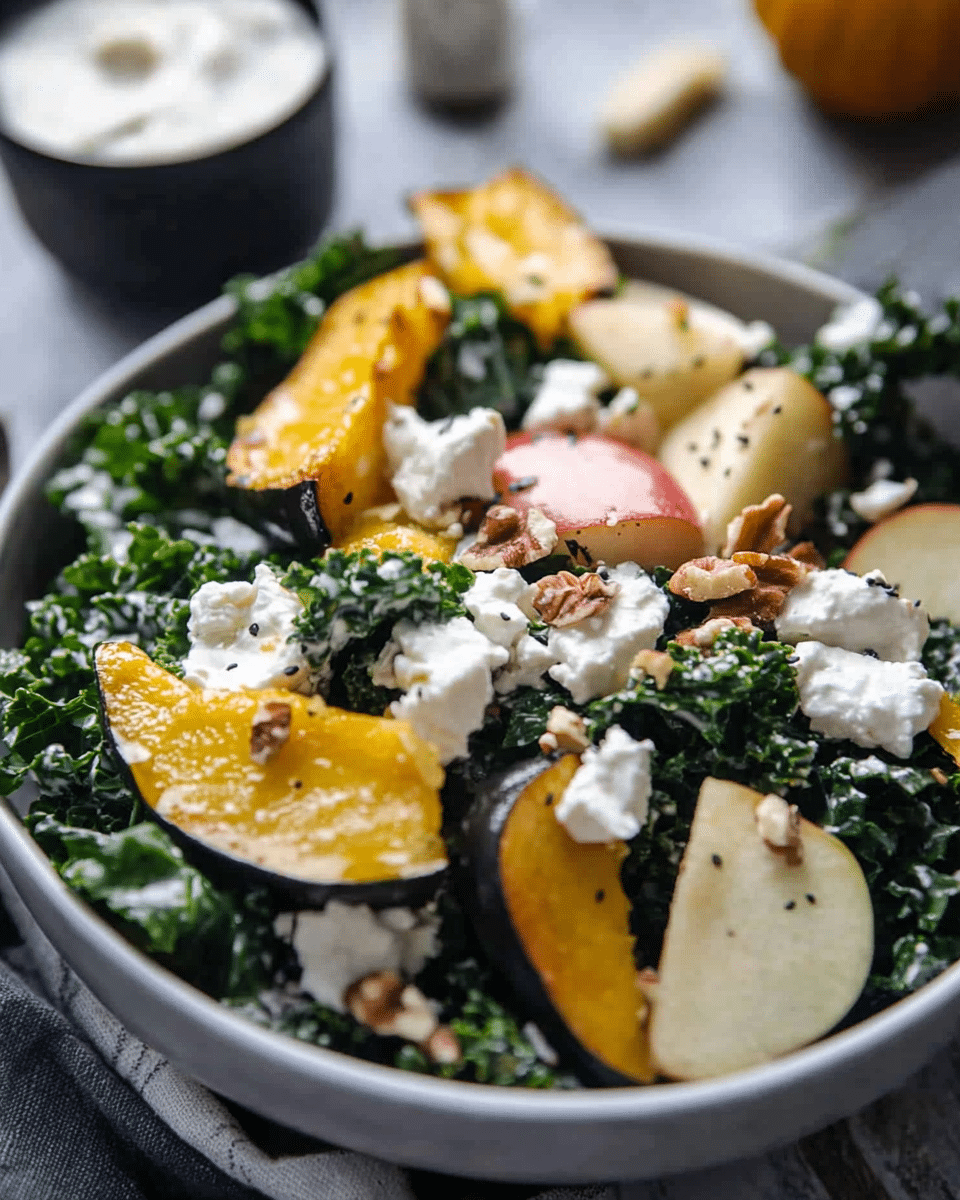 Fall Kale Salad with Maple Tahini Dressing