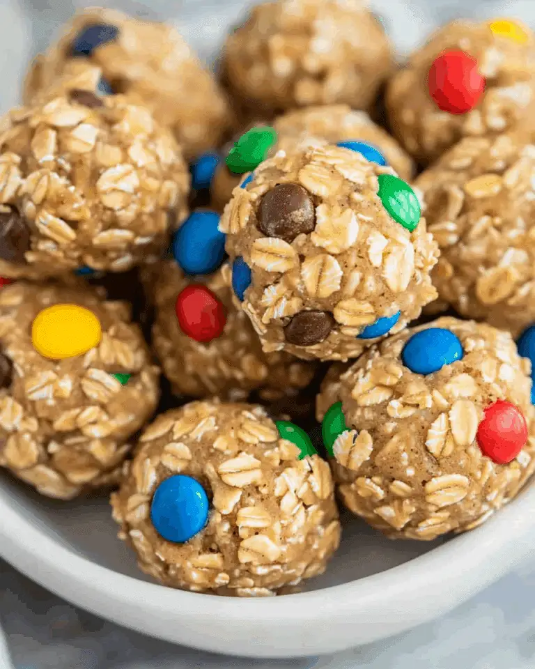 Monster Cookie Oatmeal Peanut Butter Balls with M&Ms