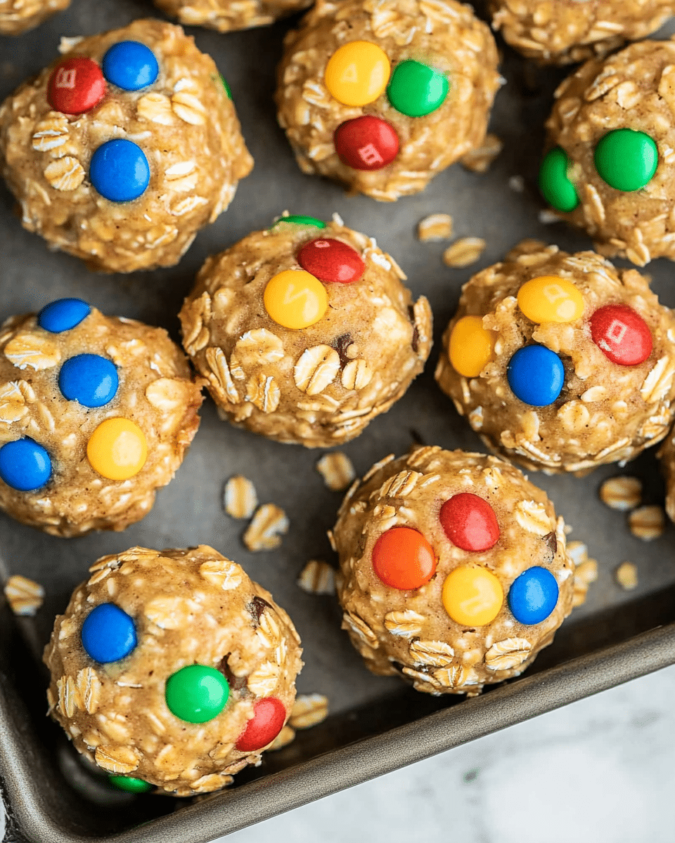 Monster Cookie Oatmeal Peanut Butter Balls with M&Ms