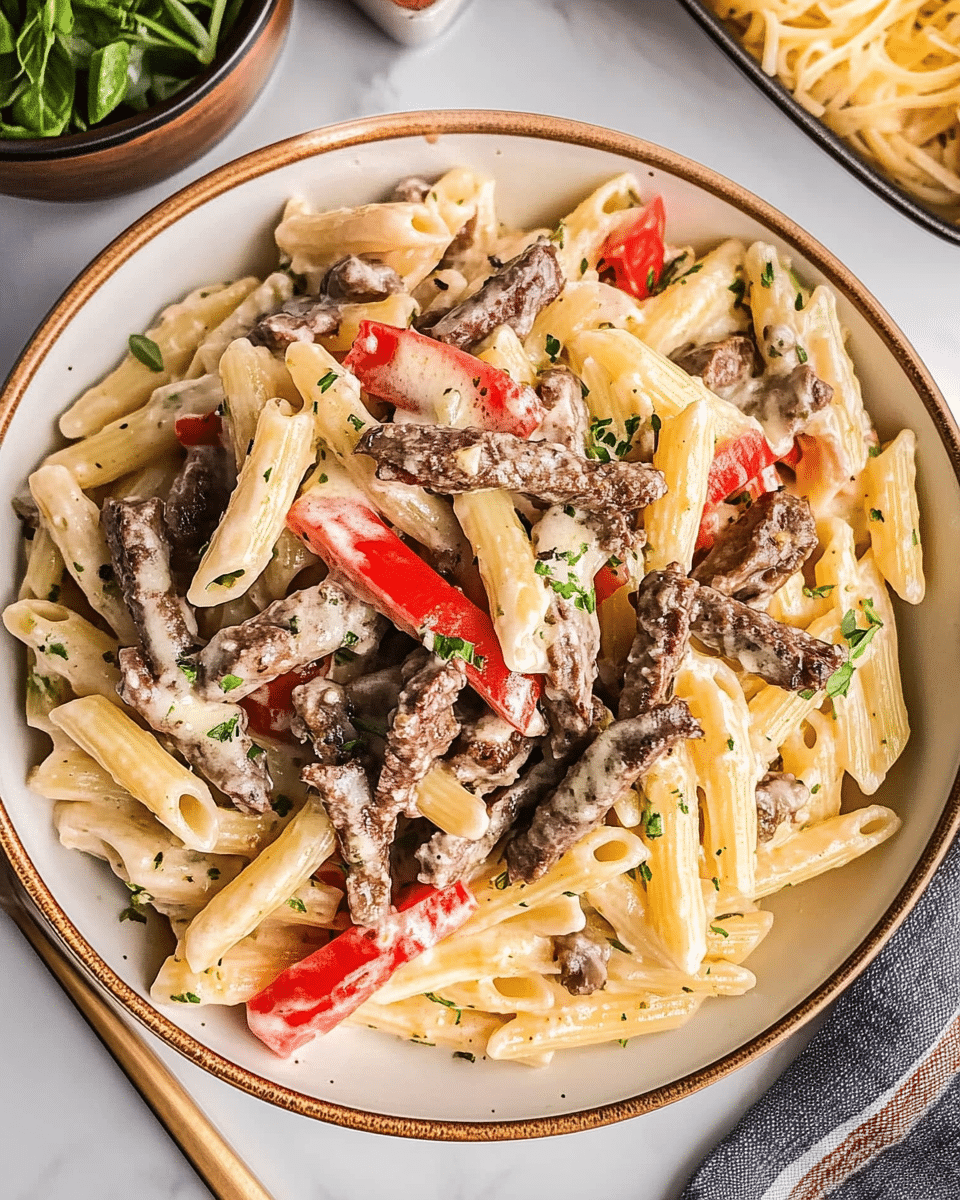 Philly Cheesesteak Pasta Skillet