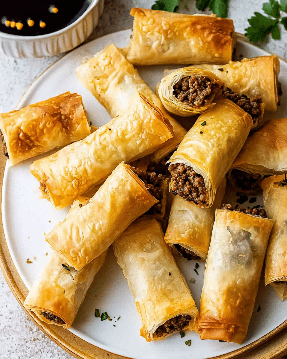 Phyllo Rolls with Ground Beef