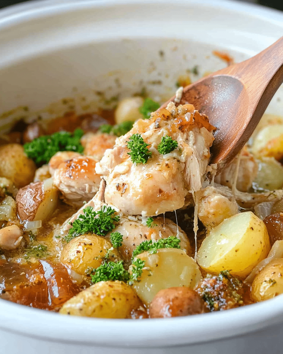 Slow Cooker Garlic Parmesan Chicken and Potatoes