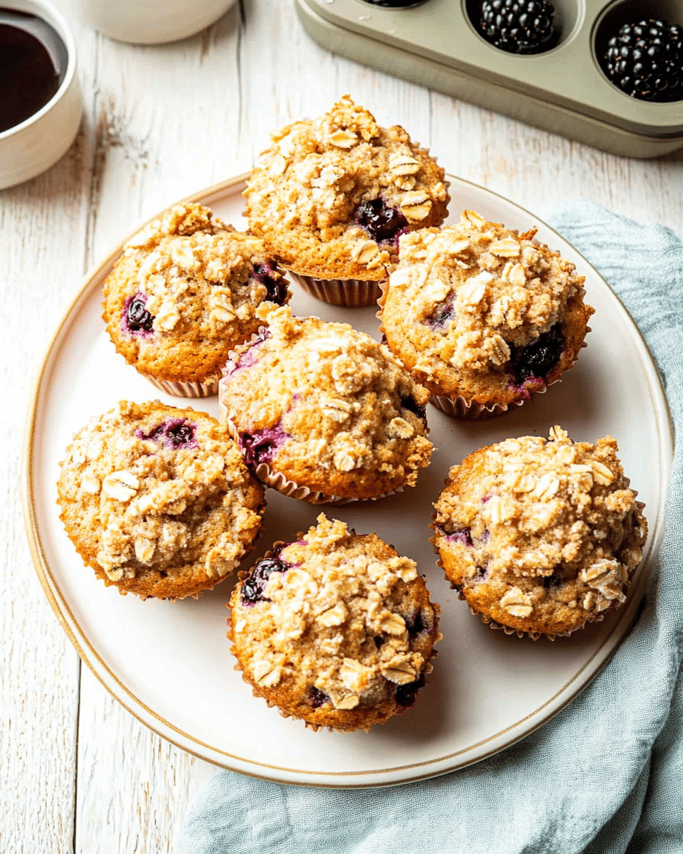 Blackberry Muffins with Pecan Oat Streusel