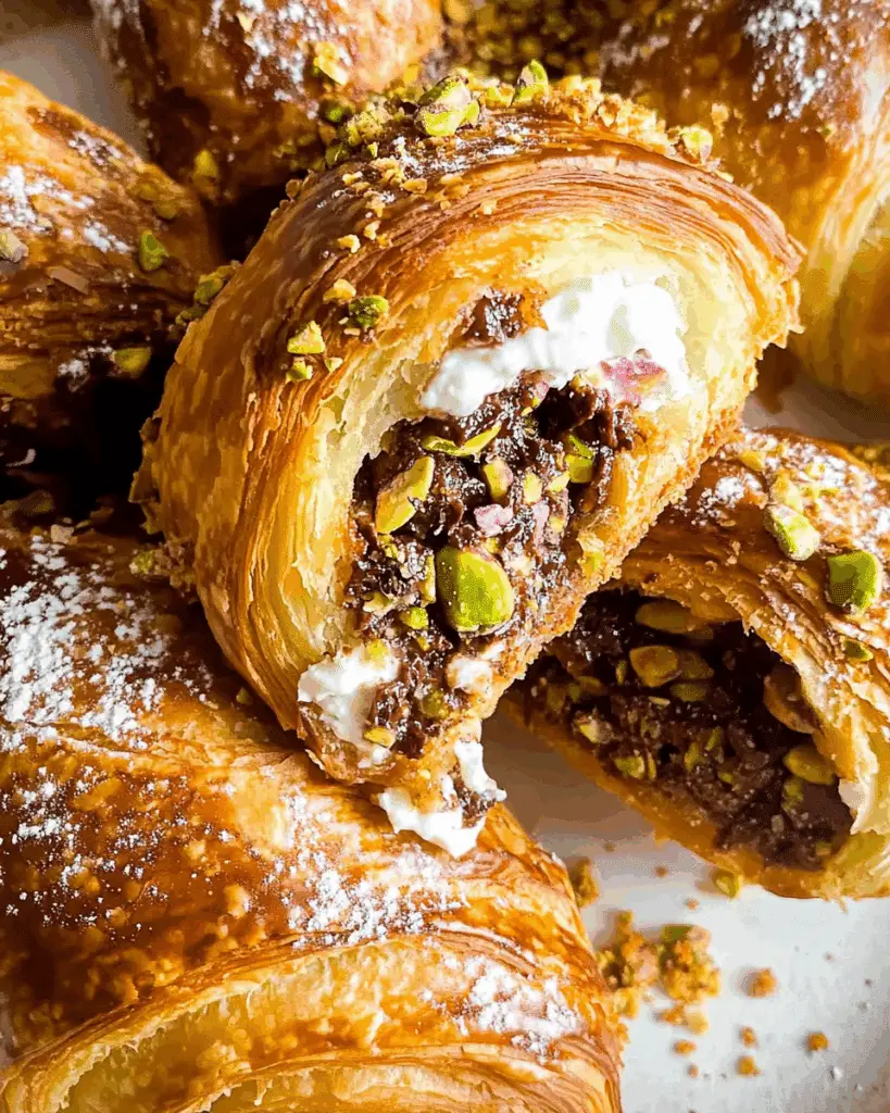 Chocolate Pistachio Croissants with Ricotta
