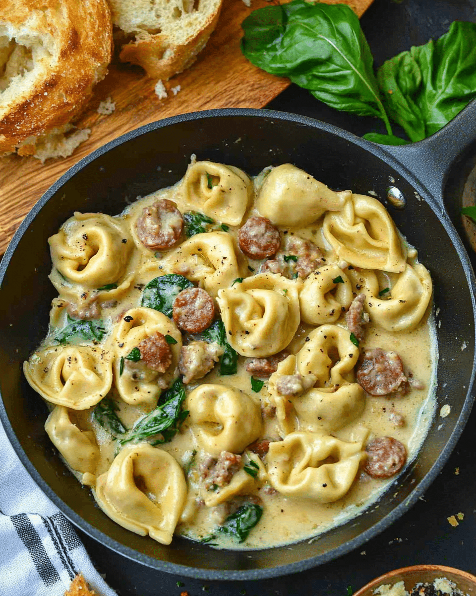 Creamy Sausage Tortellini Skillet