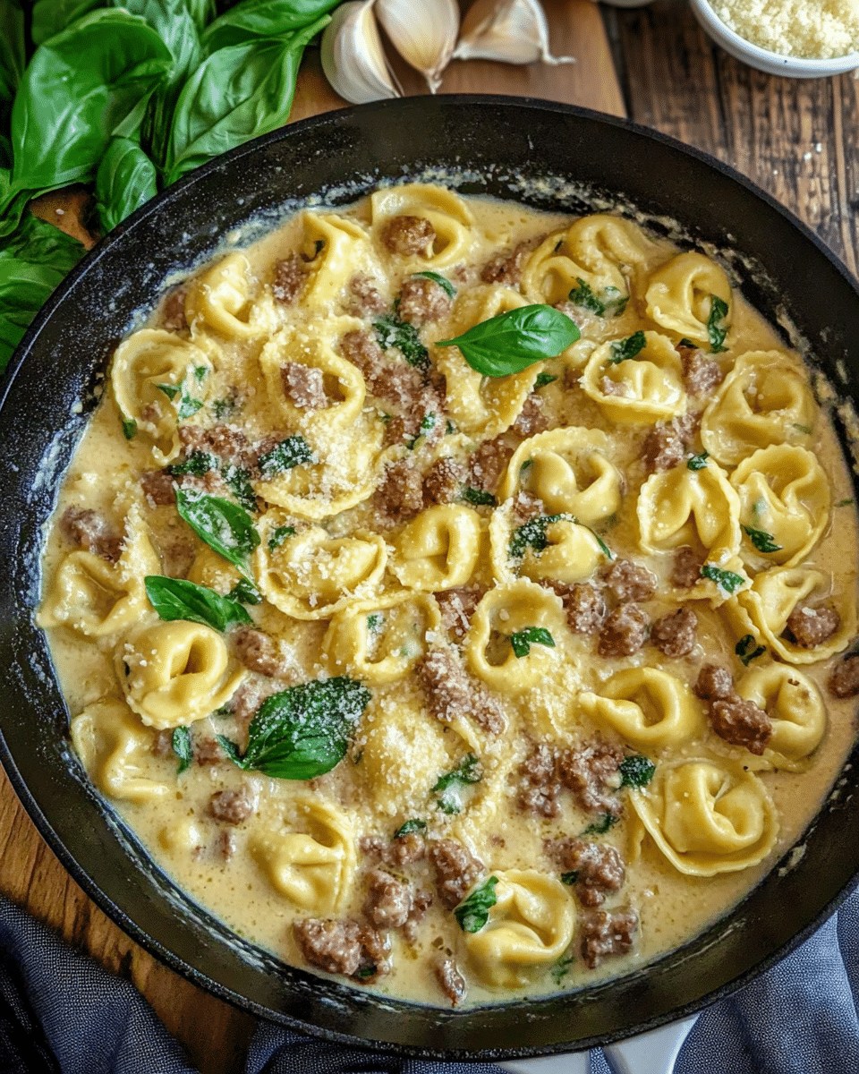 Creamy Sausage Tortellini Skillet