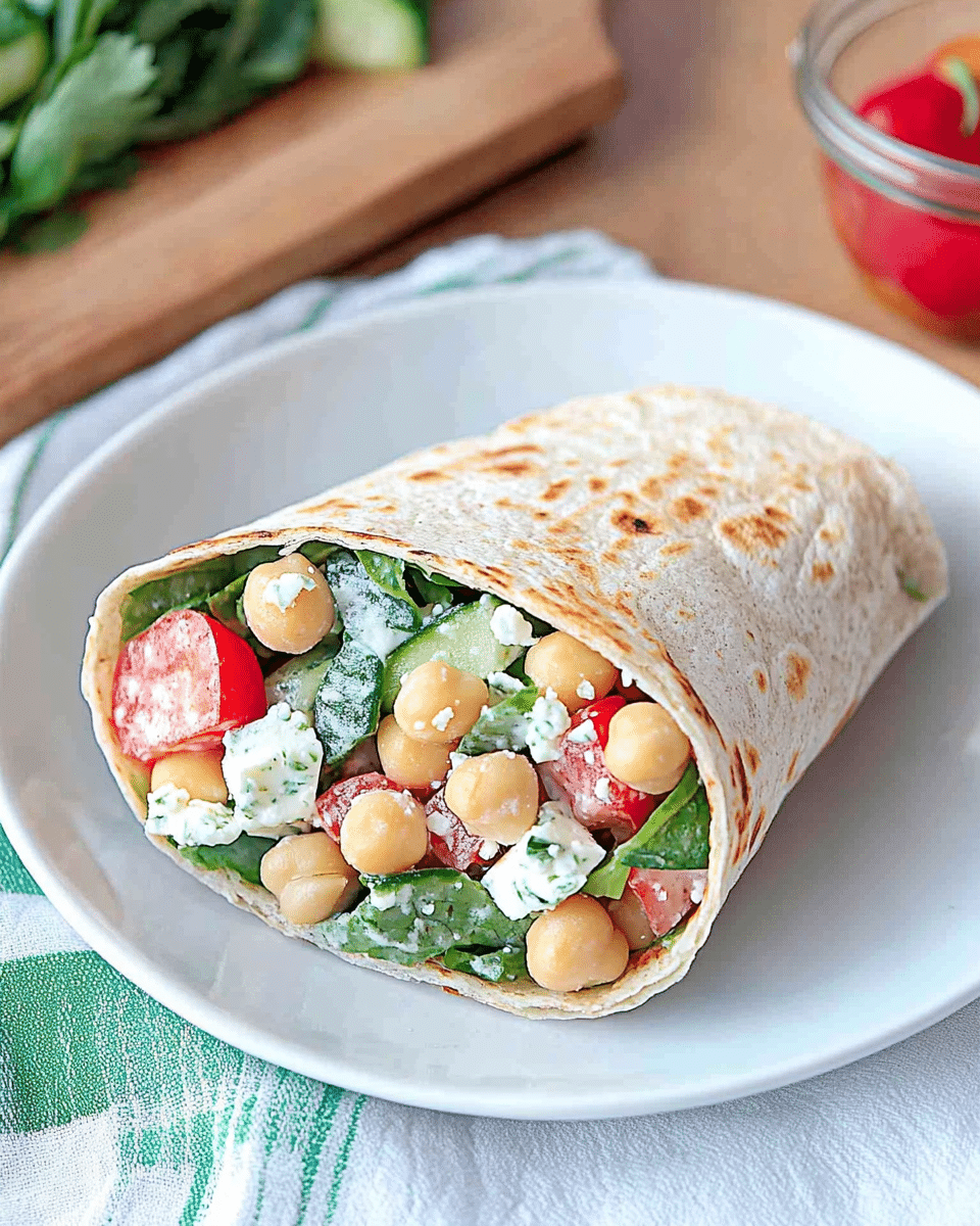 Mediterranean Chickpea and Feta Salad Wrap
