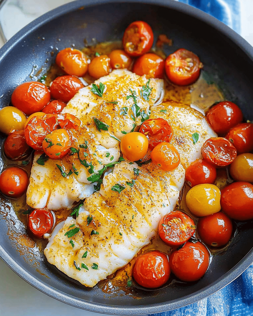 Pan-Seared Cod with Tomato Herb Butter Sauce