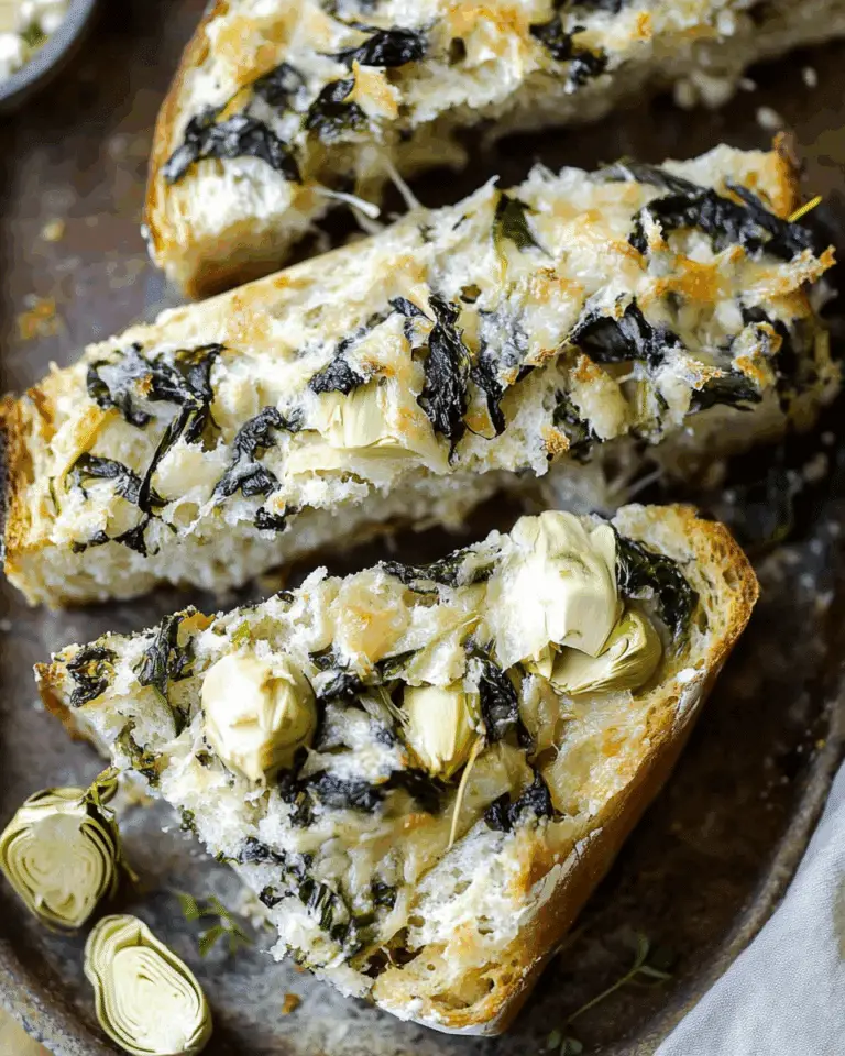 Homemade Garlic Bread with Spinach and Artichokes