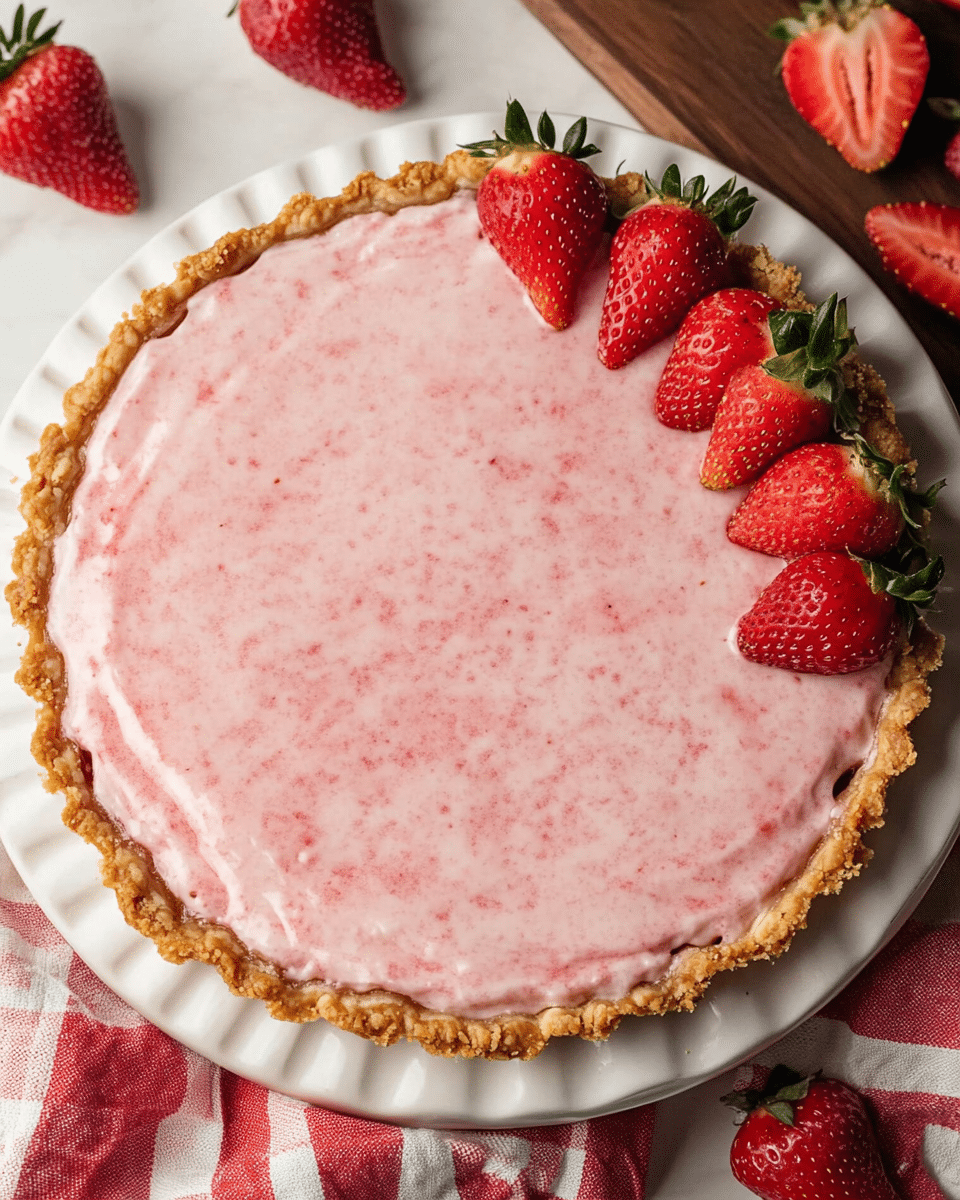 No Bake Strawberry Cream Pie