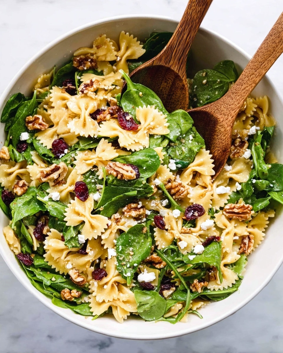 Cranberry Feta Bowtie Salad with Spinach Recipe
