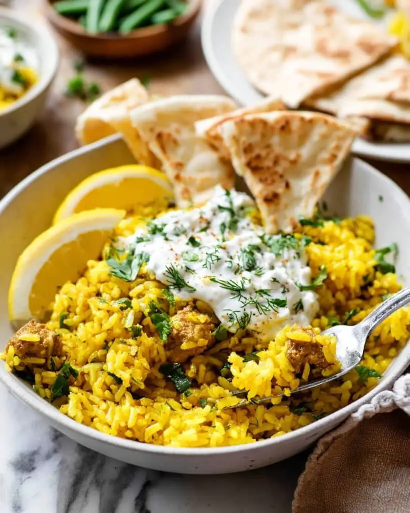 Dump-and-Bake Chicken Tzatziki and Rice Recipe