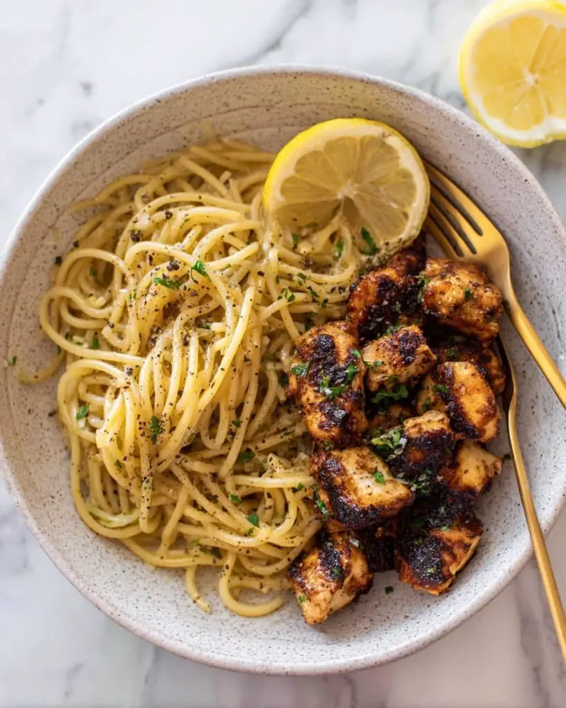 Crispy Lemon Chicken Bites with Herby Lemon Spaghetti Recipe