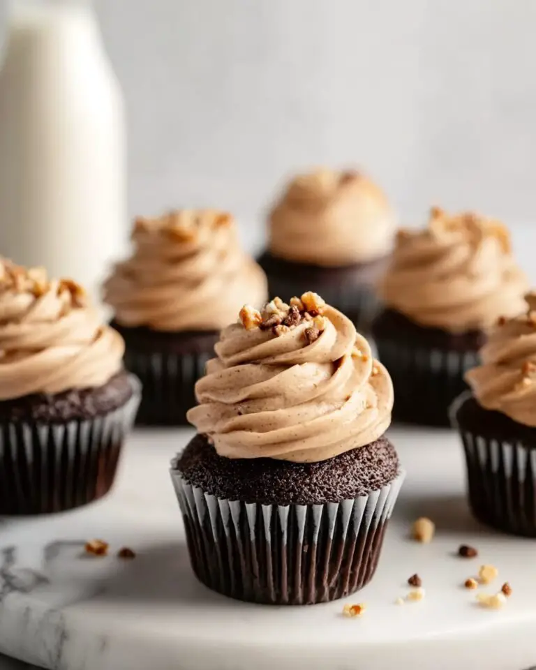 Dark Chocolate Cupcakes with Creamy Peanut Butter Frosting Recipe