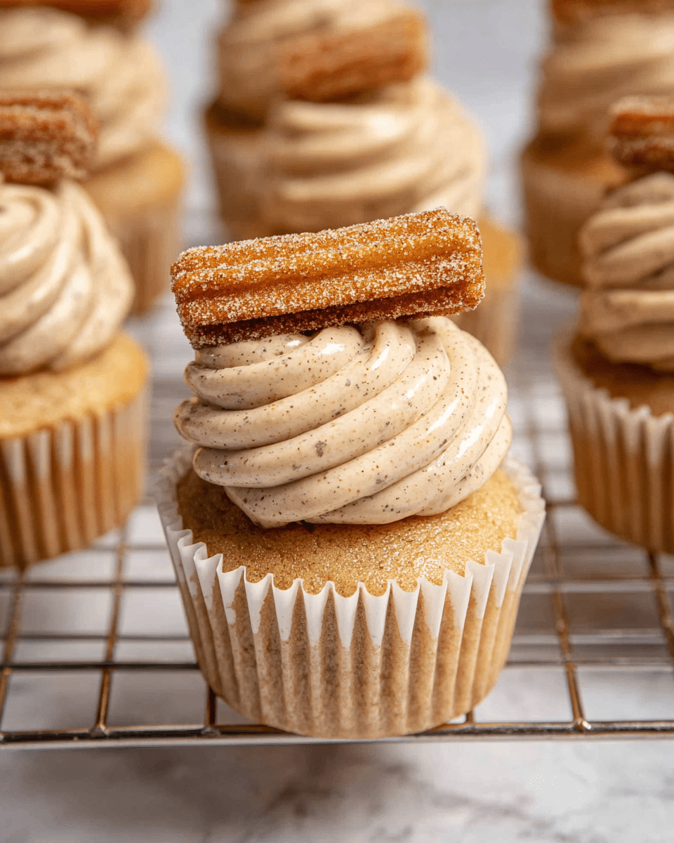 Churro Cupcakes with Cinnamon Buttercream and Mini Churros Recipe