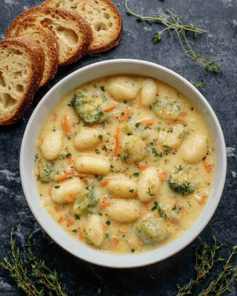Broccoli Cheddar Gnocchi Soup Recipe