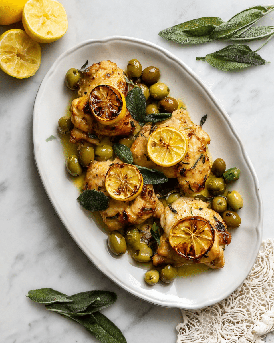 Lemon Sage Chicken Thighs with Olives and Onions Recipe