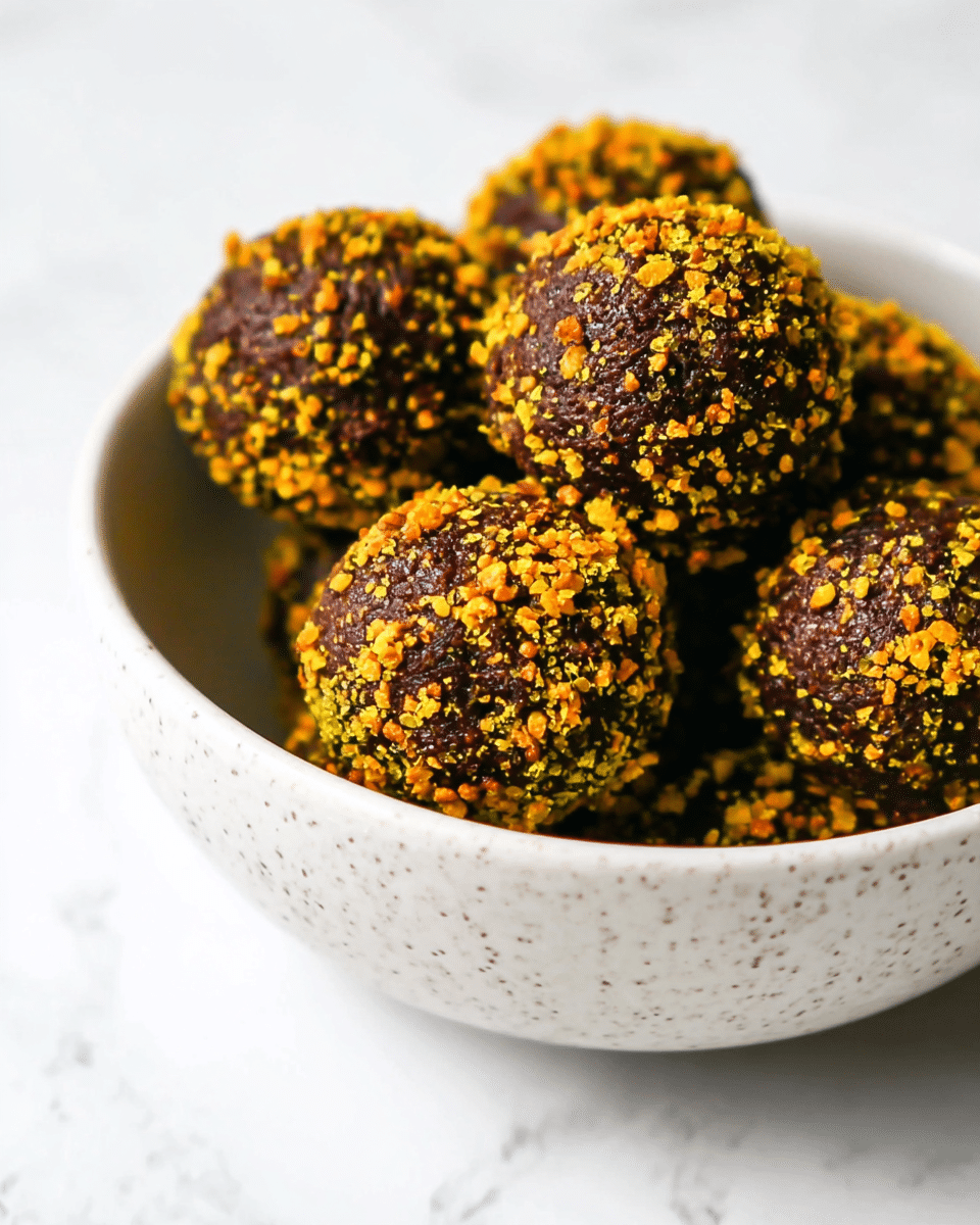 No Bake Chocolate Pistachio Protein Balls Recipe
