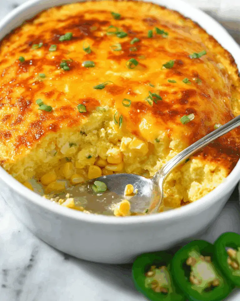 Creamy Corn Pudding Casserole with Cheddar and Jalapenos Recipe