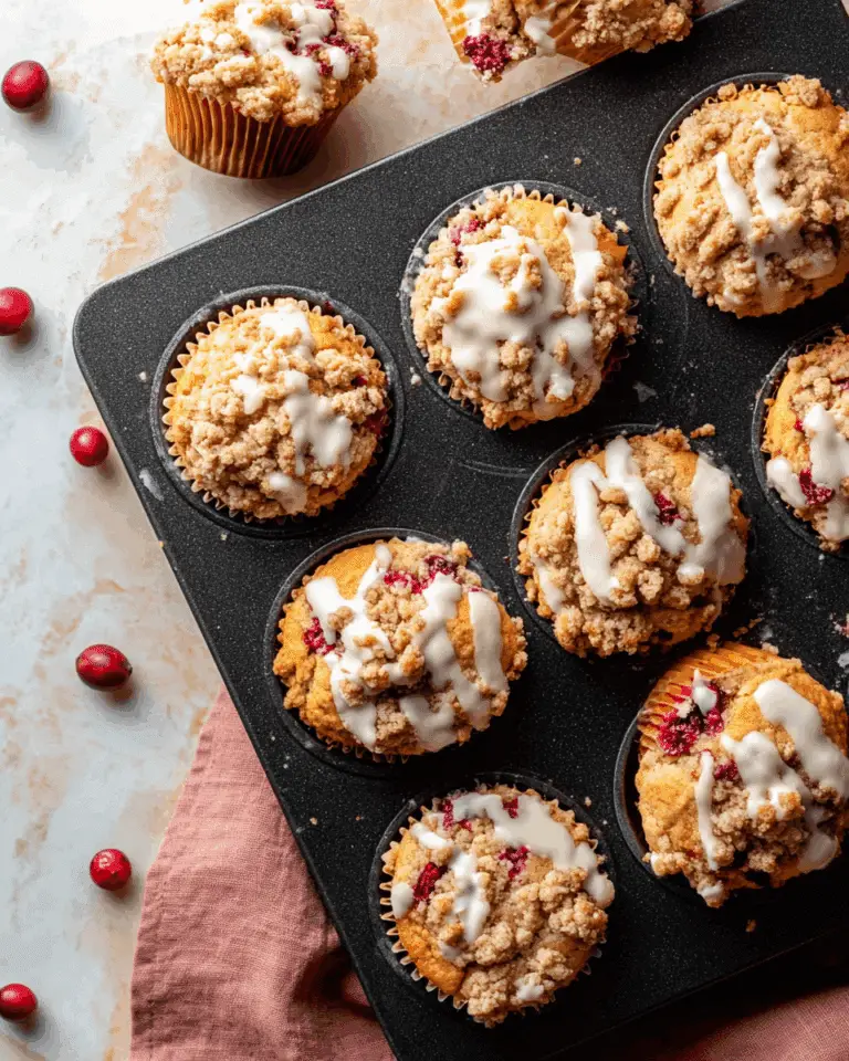 Cranberry Orange Muffins with Optional Crumb Topping and Orange Icing Recipe