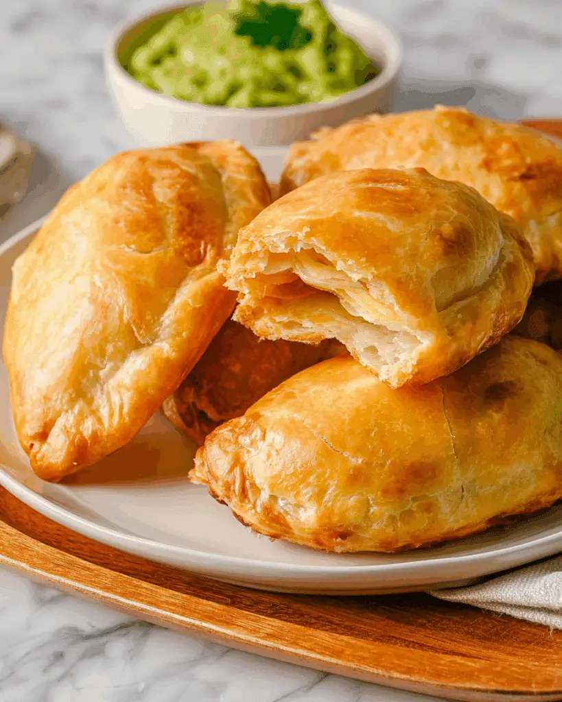 Cheesy Baked Chicken Empanadas with Zesty Chipotle Filling and Avocado Lime Sauce Recipe