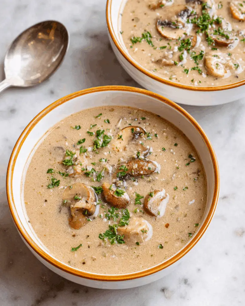 Slow Cooker Creamy Mushroom Soup Recipe