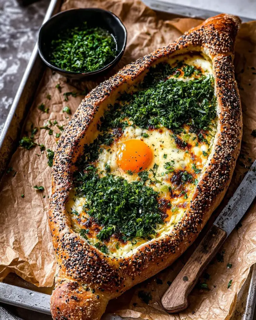Sesame Herb Cheese Khachapuri with Honey Butter Recipe