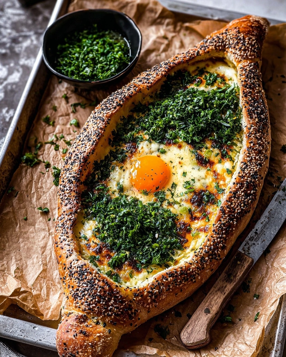 Sesame Herb Cheese Khachapuri with Honey Butter Recipe