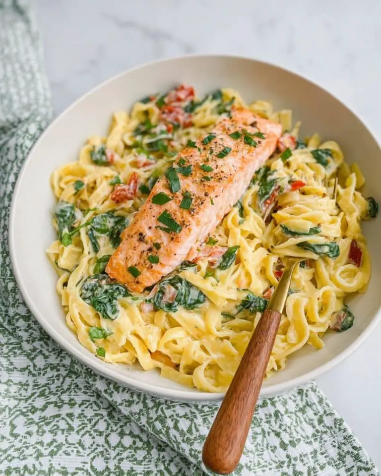 Tuscan Salmon Fettuccini Alfredo Recipe