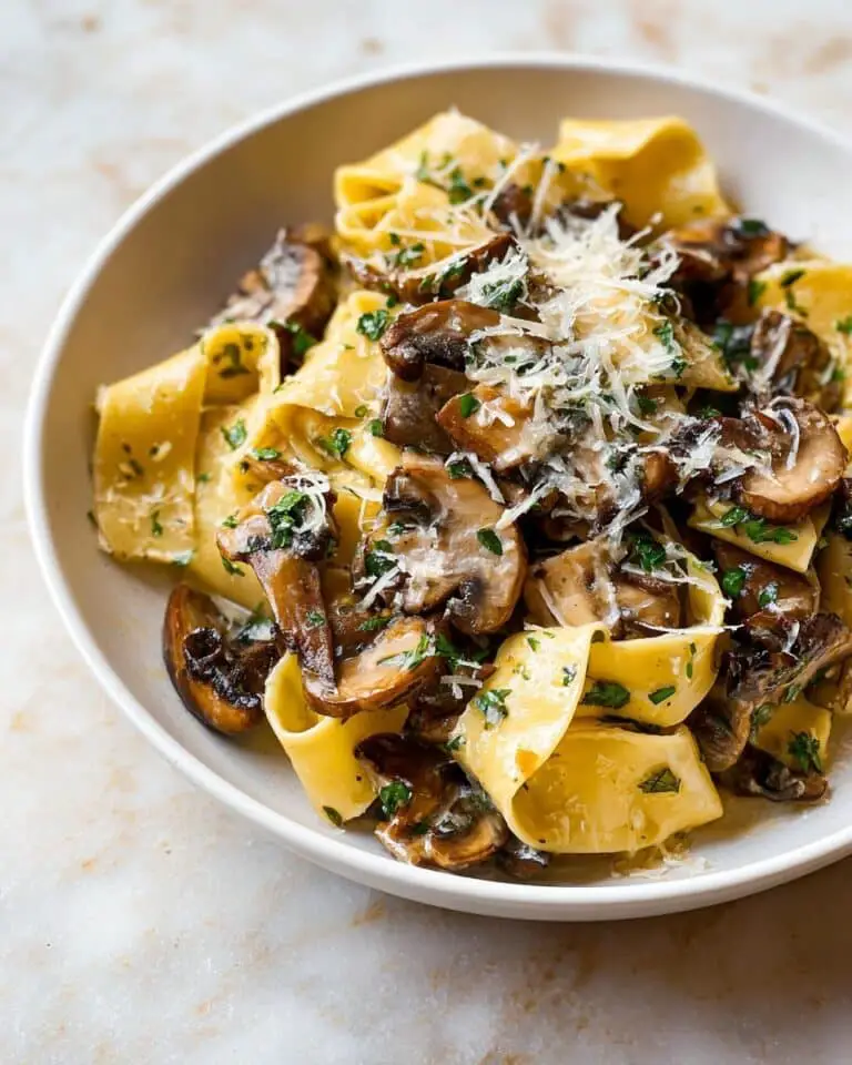 Garlic Mushroom Parmesan Pasta with Lemon and Parsley Recipe