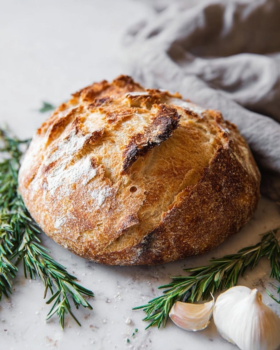Roasted Garlic & Rosemary No-Knead Artisan Bread Recipe