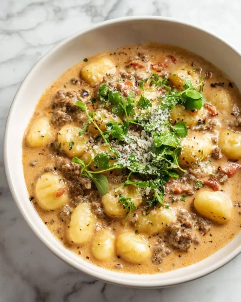 Ground Beef Gnocchi in Creamy Tomato Sauce Recipe