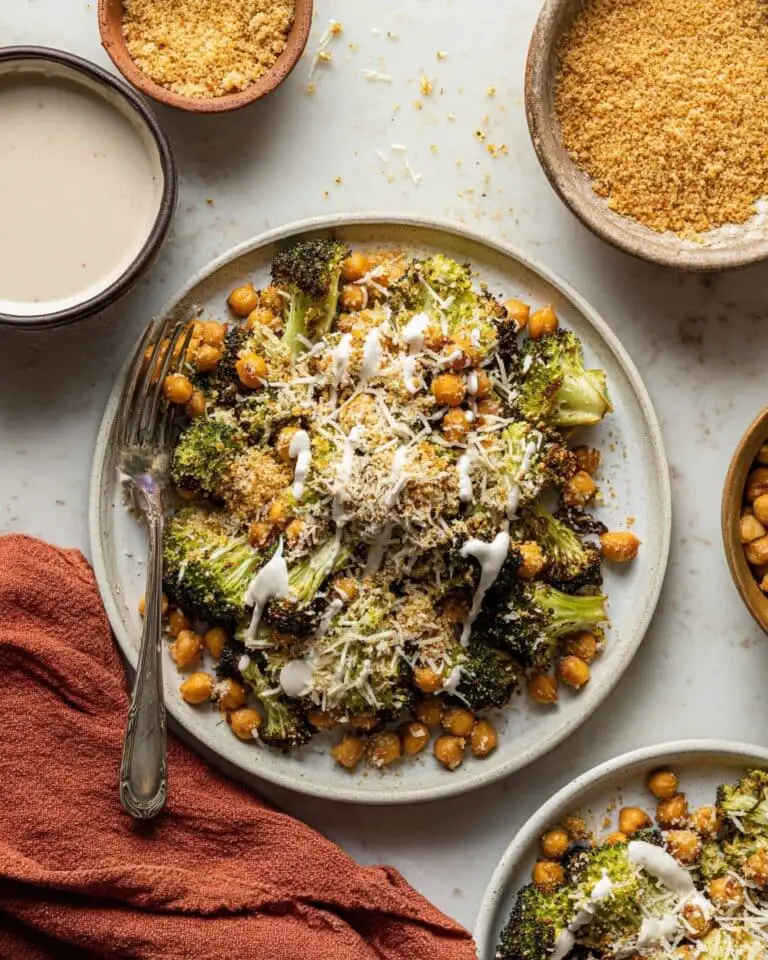 Broccoli Caesar Salad with Crispy Chickpeas and Toasted Breadcrumbs Recipe