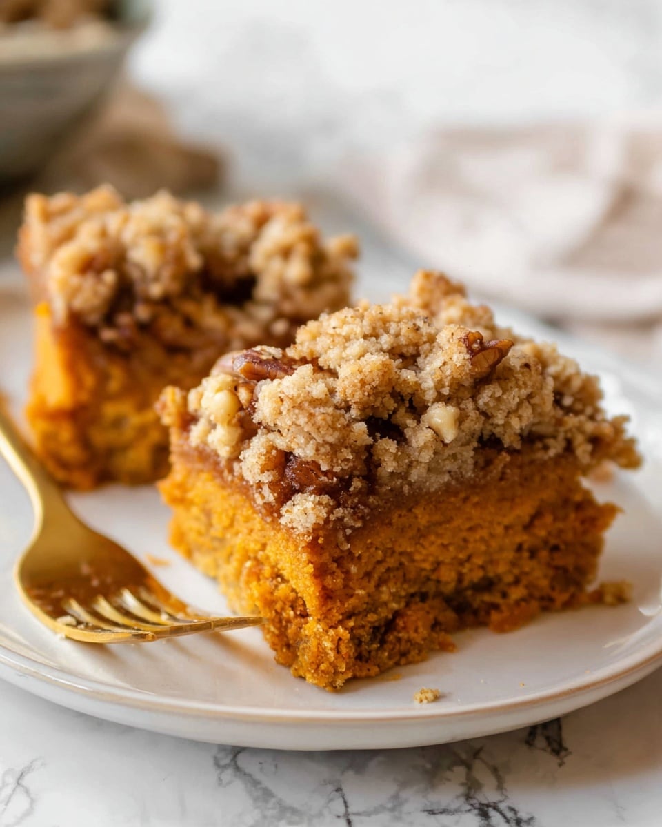 Pumpkin Coffee Cake with Coconut Pecan Crumb Topping and Spiced Glaze Recipe