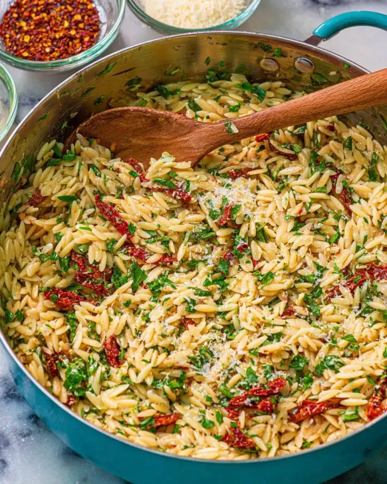 Toasted Orzo Pasta with Herby Garlic Olive Oil and Sun-Dried Tomatoes Recipe