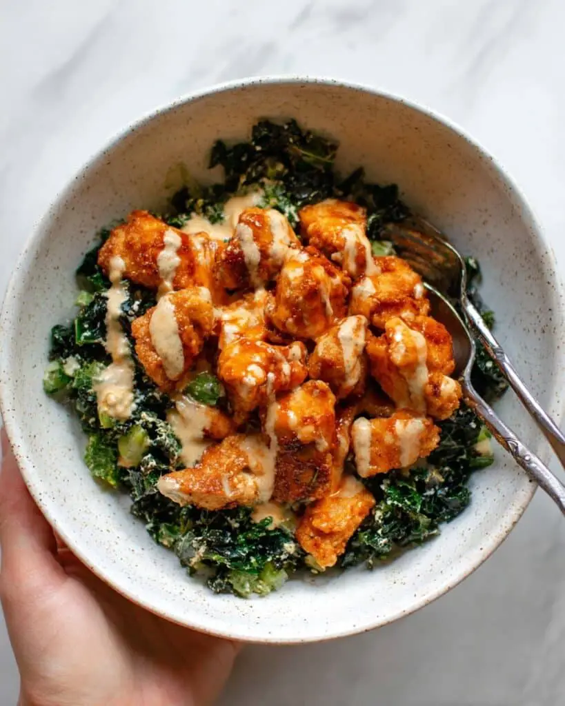 Crispy Buffalo Tofu with Caesar Salad Recipe